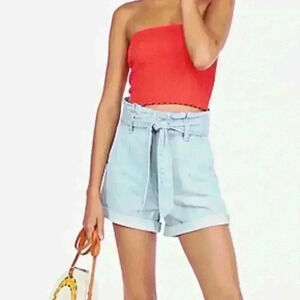 Express | Women’s Extreme High Waisted Paperbag Belted Shortie Shorts | Size 2